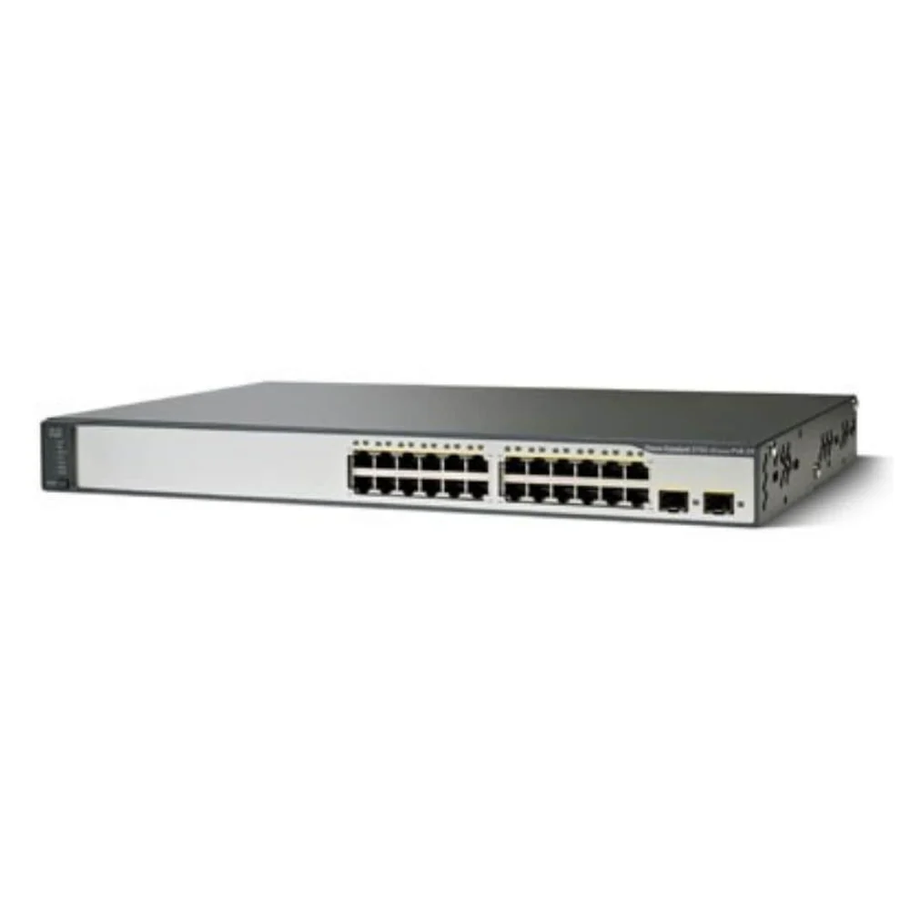 Switch Cisco Catalyst 3750 V2 Series PoE-24 portas Fast Ethernet (10/100 Mbps) com Power over Ethernet (PoE) (Equipamento usado)